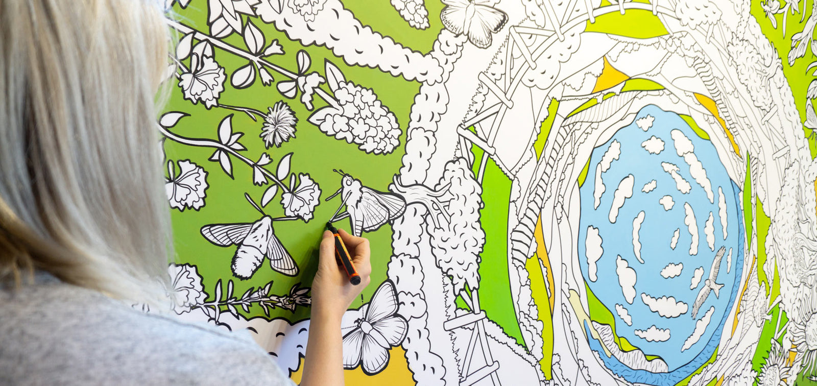 fancy features interactive colouring wall