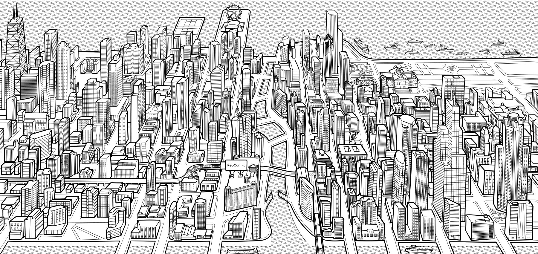 fancy features custom cityscape illustration chicago